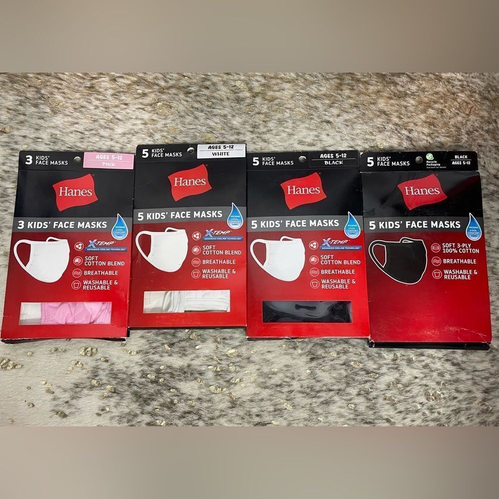 5 for $25🔥18 New Hanes Cloth‎ Face Masks For Kids Ages 5-12